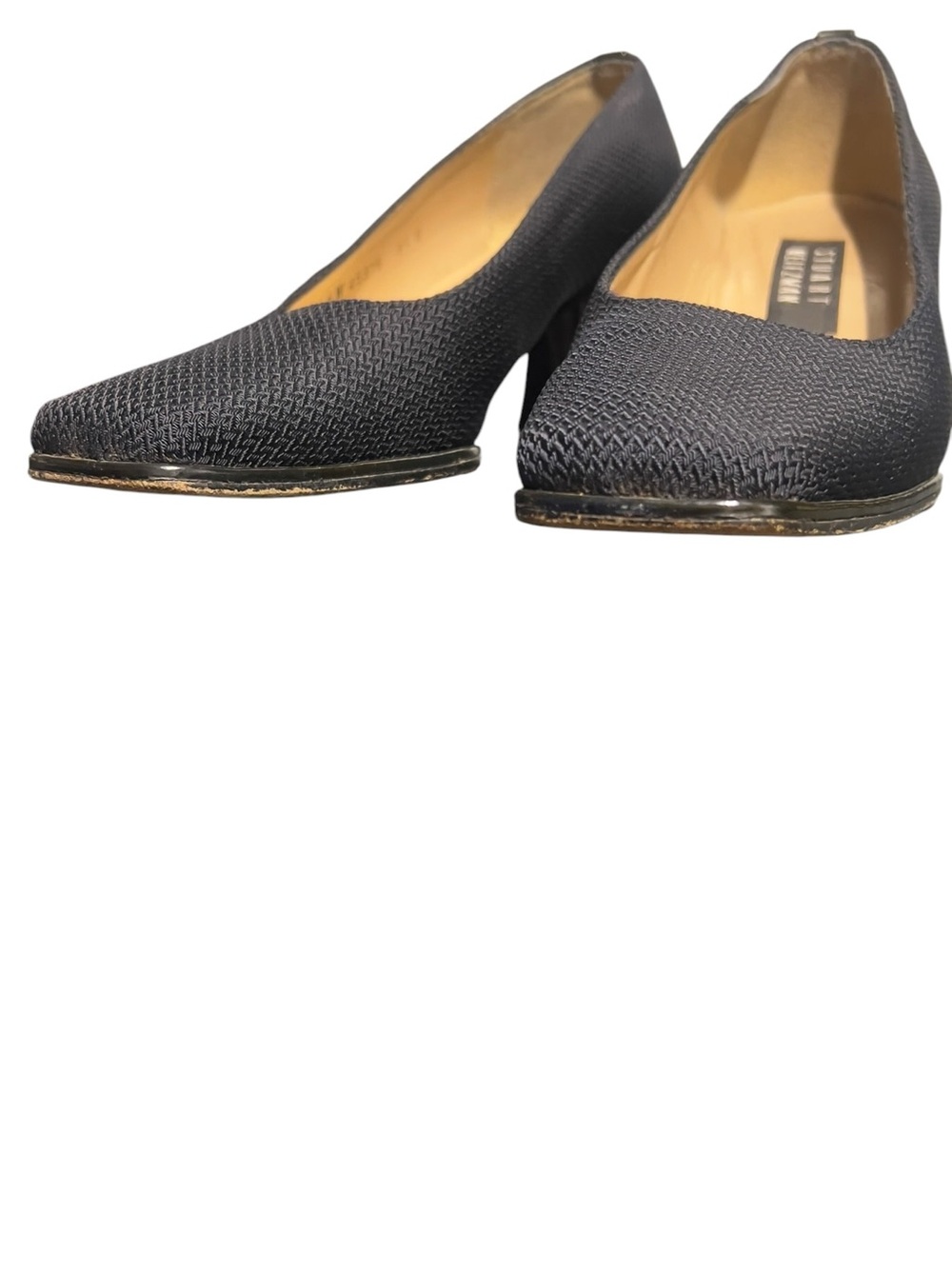Stuart Weitzman Black Textured Block Heel Pumps - Picture 9 of 9
